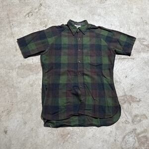 Vintage VTG 60’s 70’s Towncraft Wool Short Sleeve Plaid Button Down Shirt